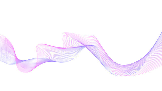 Abstract vector background with colored dynamic wave. Geometric abstract wavy lines background. Vector illustration. Purple wave on white backdrop