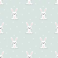  Leuk wit konijn en klein naadloos sterpatroon. © misspin