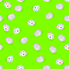 Holiday Model of greeting seamless pattern  with  easter colored eggs. Vector Illustration