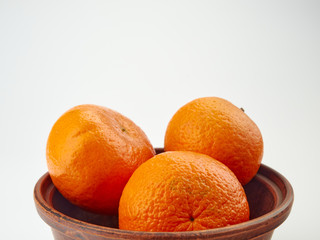 Mandarin. Tangerine with leaf isolated on white