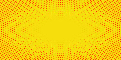 Yellow pop art dotted background. Vector halftone dots background.