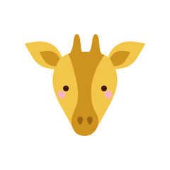 Cute giraffe cartoon flat style icon vector design