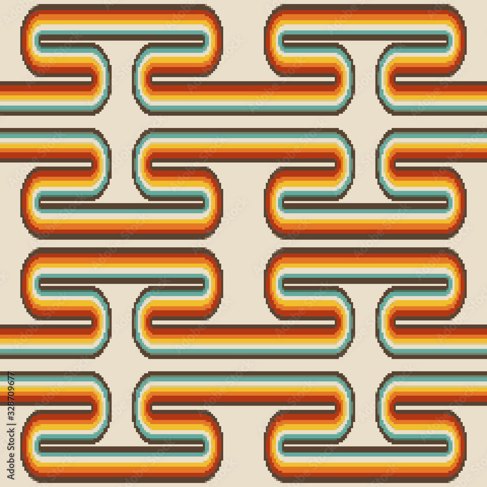 Poster vector pixel retro futuristic background. retro wallpapers. seamless vector pattern. pixel art backg