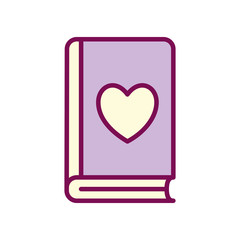 book with heart line and fill style icon vector design
