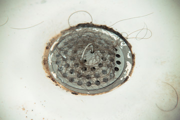 shower drain hair catcher. Close up of the object that prevent the clogging of the exhaust pipes