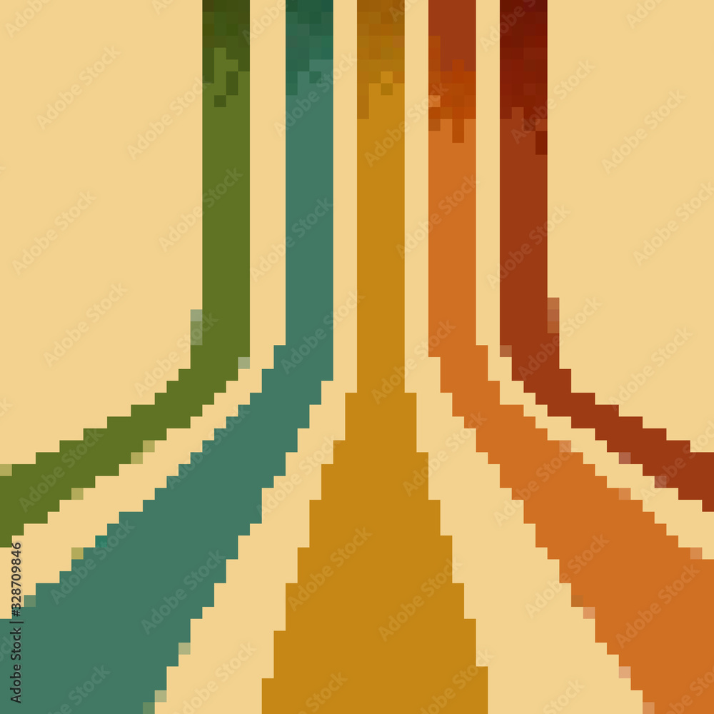 Poster vector pixel retro futuristic background. retro wallpapers. seamless vector pattern. pixel art backg