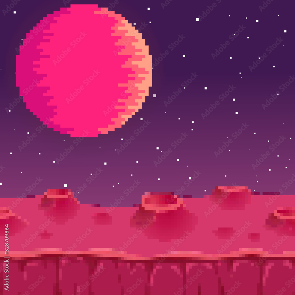 Aufkleber vector retro futuristic background. abstract digital landscape with particles dots and stars on hori