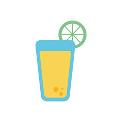 Isolated drink glass with lemon flat style icon vector design