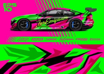 Race car graphic livery design. Abstract sport racing background for wrap race car, rally, drift car, cargo van, pickup truck and adventure vehicle. Full vector Eps 10. © zoulgraphic