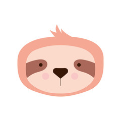 Cute sloth cartoon flat style icon vector design