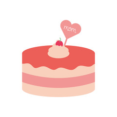 mom label inside cake flat style icon vector design