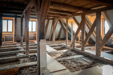 ery old building is completely gutted to be extensively restored