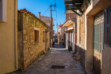 Fototapeta na wymiar Street view of Arachova village, a popular winter destination in Parnassos mountain in Greece