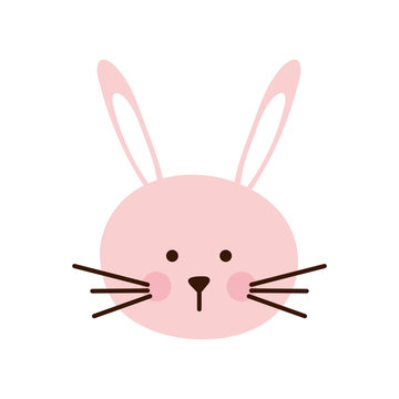Cute rabbit cartoon flat style icon vector design