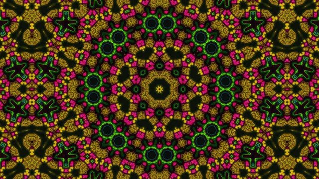 Fractal kaleidoscope in bright colors. abstract illusion. Seamless loop abstract 3D animation.