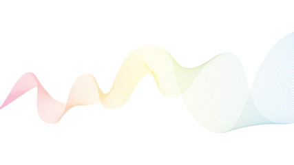 Abstract vector background with pastel multicolored dynamic wave. Geometric rainbow background. Vector illustration. Gradient waves on white backdrop