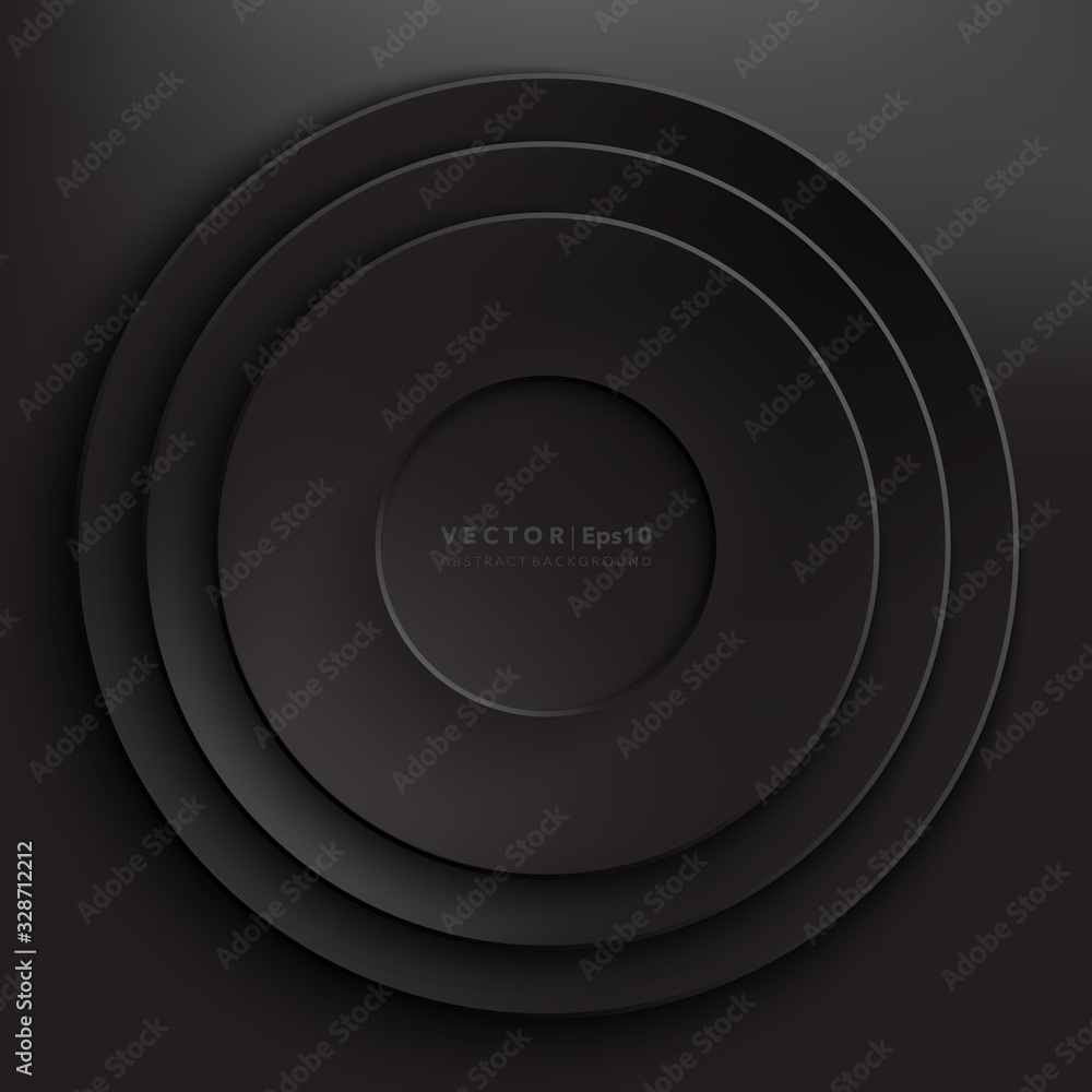 Wall mural abstract vector background. black paper circles. round paper frame. isolated with realistic light an
