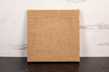 blank empty square brown burlap canvas ready to add design. or content 