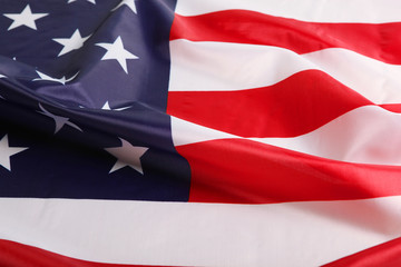 Fabric flag of america top view.