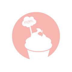 mom label inside cupcake silhouette style icon vector design