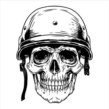 Military soldier skull head helmet fighter warrior, war, trooper, infantryman, bone