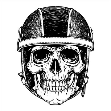 Motorcyclist Skull In Helmet And Goggles Stock Vector Illustration
