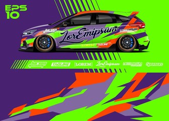 Race car graphic livery design. Abstract sport racing background for wrap race car, rally, drift car, cargo van, pickup truck and adventure vehicle. Full vector Eps 10.