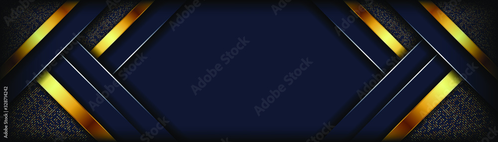 Poster abstract dark overlap layer background with golden lines