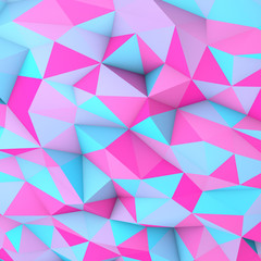 3d Illustration of a low poly wallpaper or background in pastel colors