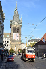 Naklejka na ściany i meble Jindřišská, which is one of downtown district in Prague, Czech Republic