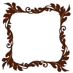 frame, damask pattern with floristry, isolate on a white background, greeting card