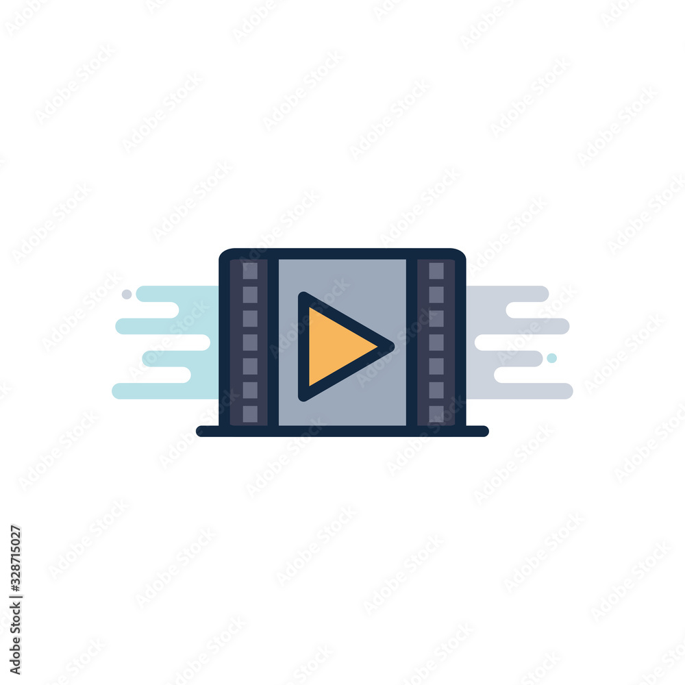Poster video strip line fill block style icon vector design
