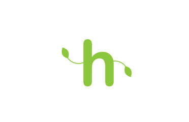 green leaf leafs letter h alphabet logo design icon for company and business