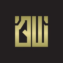 QW Logo with squere shape design template with gold colors