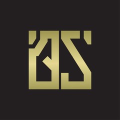 QS Logo with squere shape design template with gold colors
