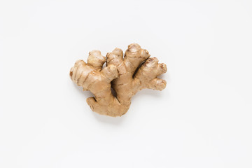 Fresh ginger on white background, herb medical concept