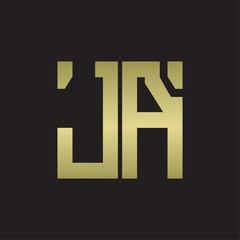 JA Logo with squere shape design template with gold colors