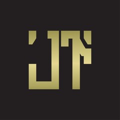 JT Logo with squere shape design template with gold colors