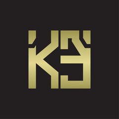 KE Logo with squere shape design template with gold colors