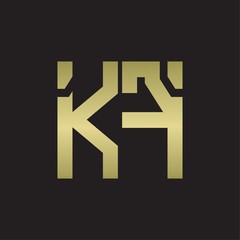 KF Logo with squere shape design template with gold colors