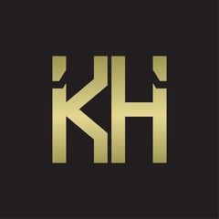 KH Logo with squere shape design template with gold colors