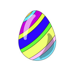 Beautiful bright multi-colored Easter egg. Suitable for cards, invitations, congratulations, holiday design, packaging, children's books, banners, signage. Vector sketch.