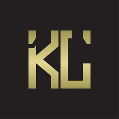 KL Logo with squere shape design template with gold colors