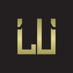 LU Logo with squere shape design template with gold colors