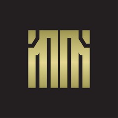 MM Logo with squere shape design template with gold colors