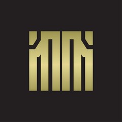 MM Logo with squere shape design template with gold colors