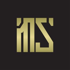 MS Logo with squere shape design template with gold colors