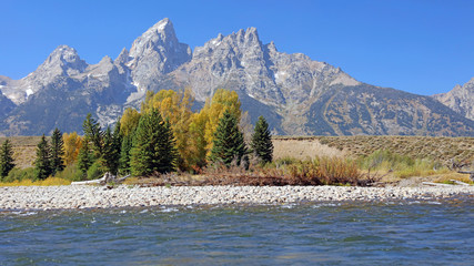 View of the Grand Tetons from the Snake River