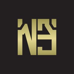 Obraz premium NE Logo with squere shape design template with gold colors
