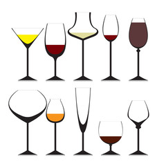 A set of wine glasses for your design in the vector. [преобразованный]